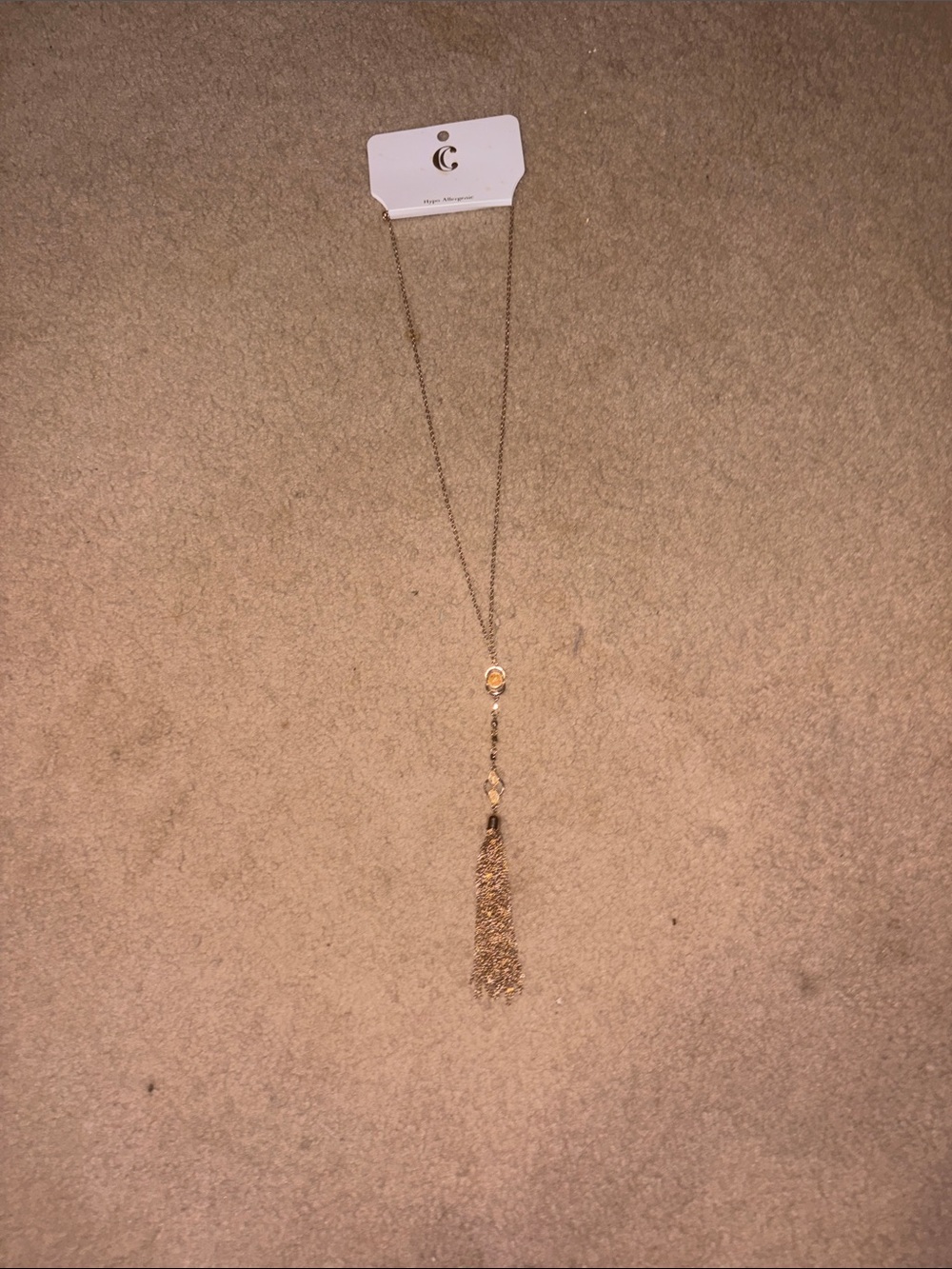 Charming Charlie Gold Tassle statement Necklace NWT